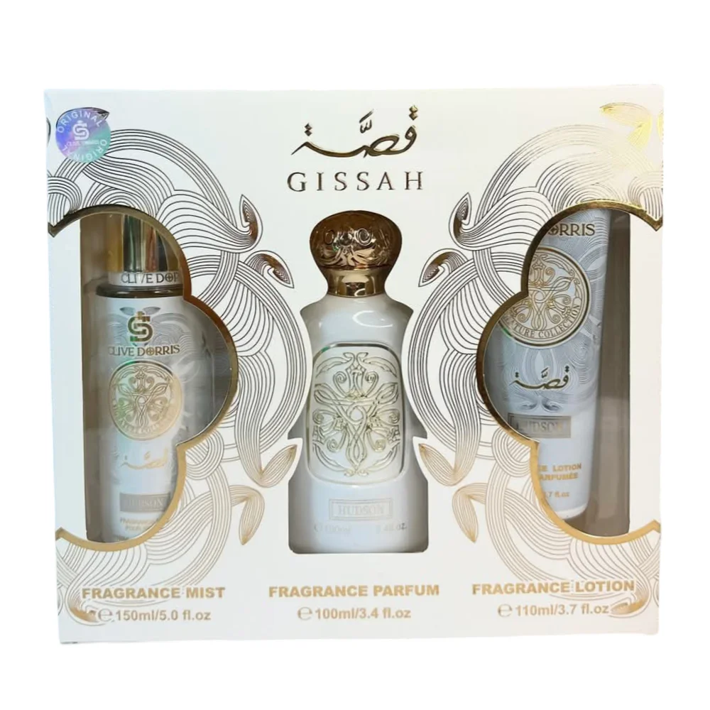 Coffret Parfum Gissah Blanc (150ml, 100ml, 110ml) Coffret Parfum Gissah Blanc (150ml, 100ml, 110ml)