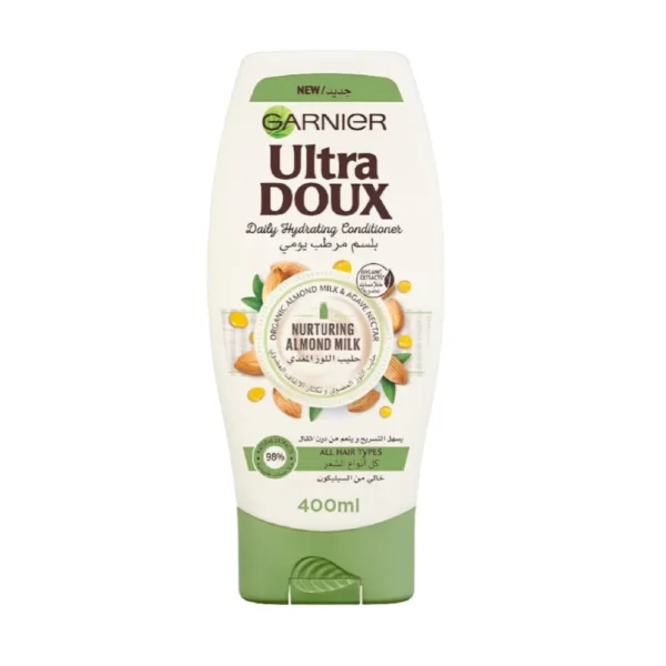 Garnier Ultra Doux – Après-shampoing Hydratant Quotidien au Lait d'Amande Nourrissant